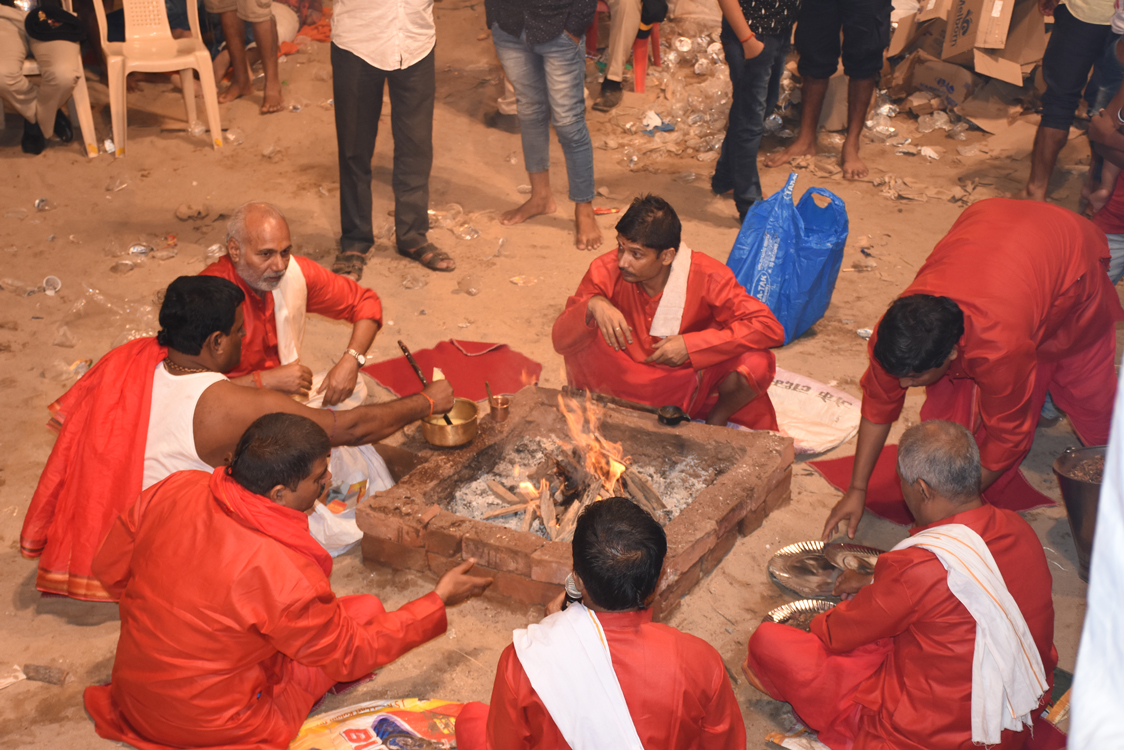 Volunteers preparing for Chhath Puja